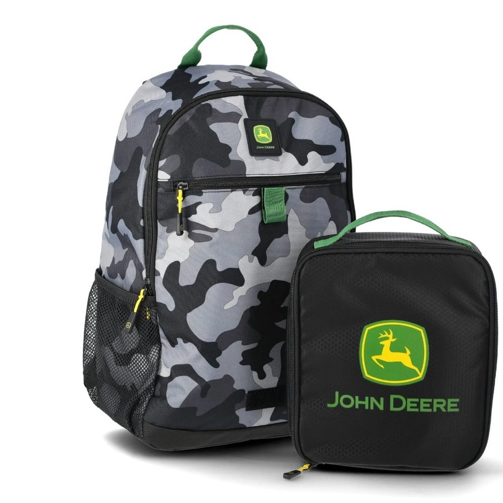 John Deere Camouflage Backpack and Lunch Bag - Black, Gray, and Green(NEW)